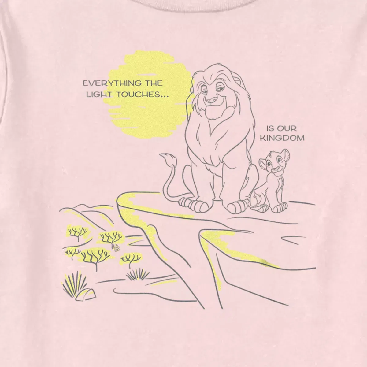 Детская футболка для девочек с принтом Our Kingdom Outline The Lion King, Light Pink — фото 2