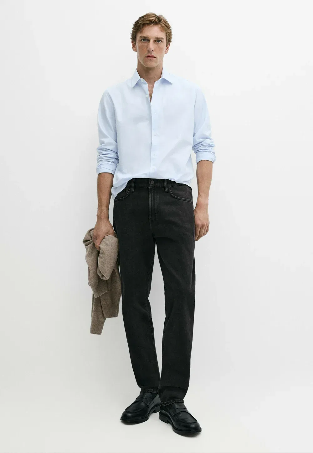 Рубашка из 100% хлопка, стандартного кроя Massimo Dutti, Light Blue — фото 2