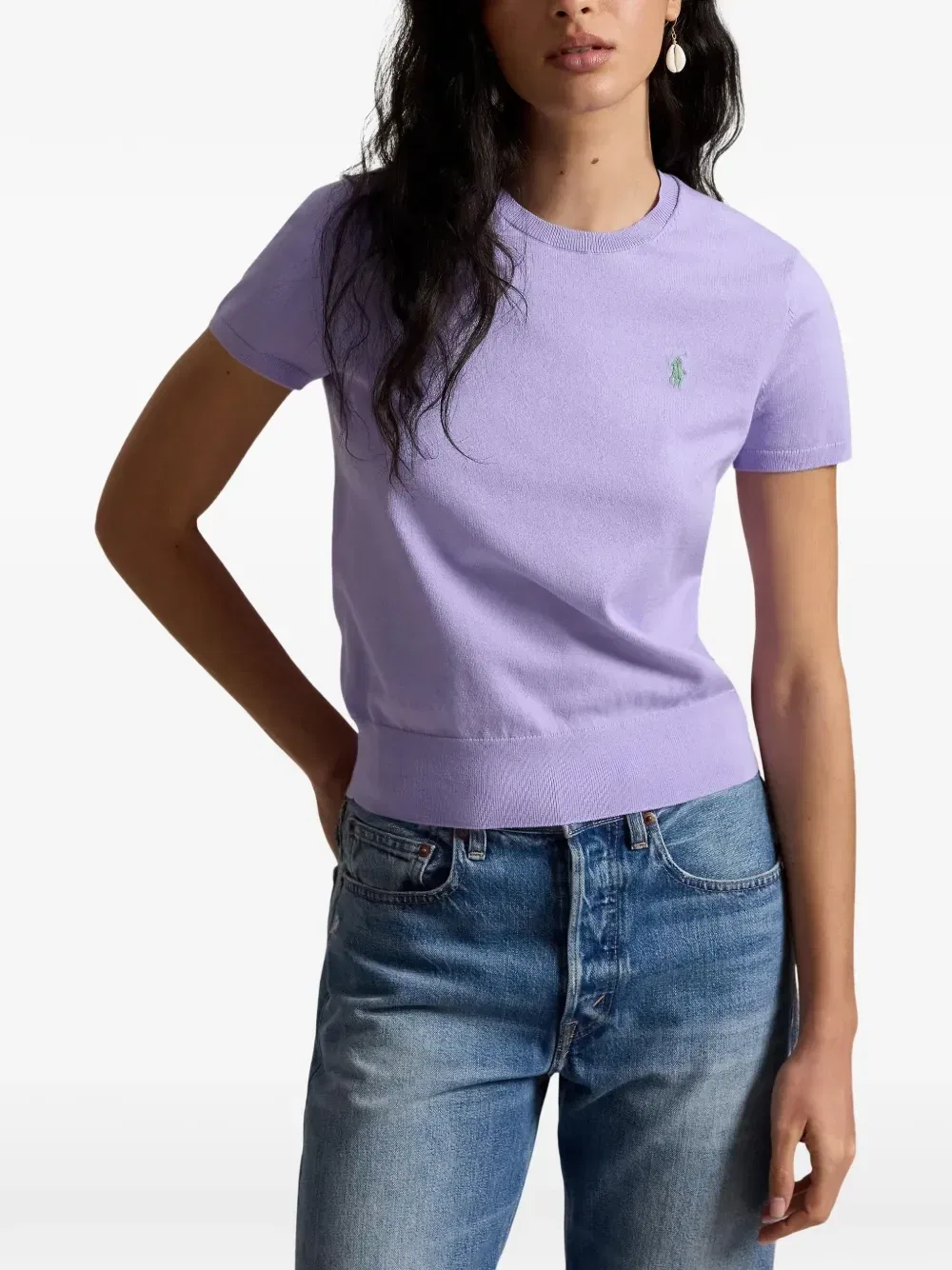 Свитер с короткими рукавами Polo Ralph Lauren, фиолетовый — фото 3