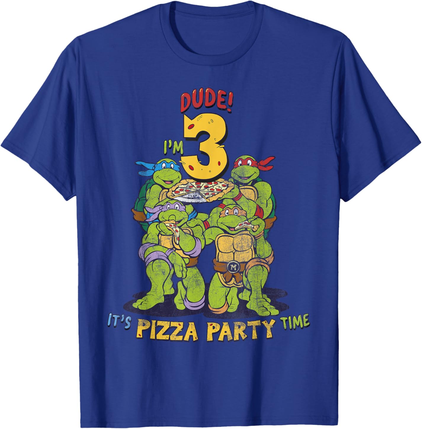 

Мужская футболка Teenage Mutant Ninja Turtles I'm 3 Dude Pizza Birthday Party, синий