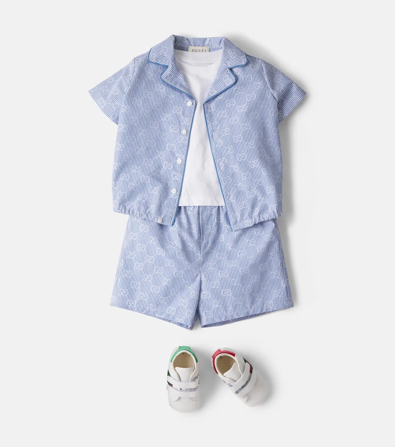 Шорты хлопковые с пуговицами Gucci Kids, белый — фото 2