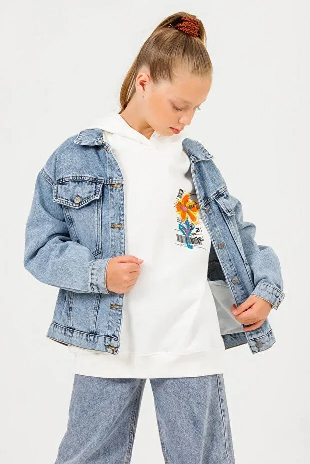 Детская джинсовая куртка для девочек с длинным рукавом Dmb Boys & Girls, Blue — фото 3