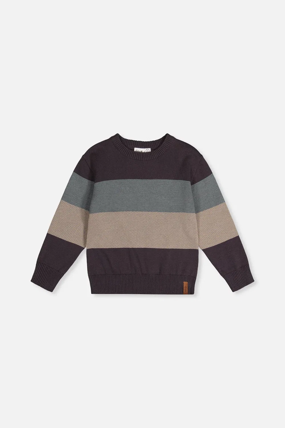 Детский свитер для мальчиков с длинным рукавом Colorblock Knit Sweater Deux par Deux, Black and Beige