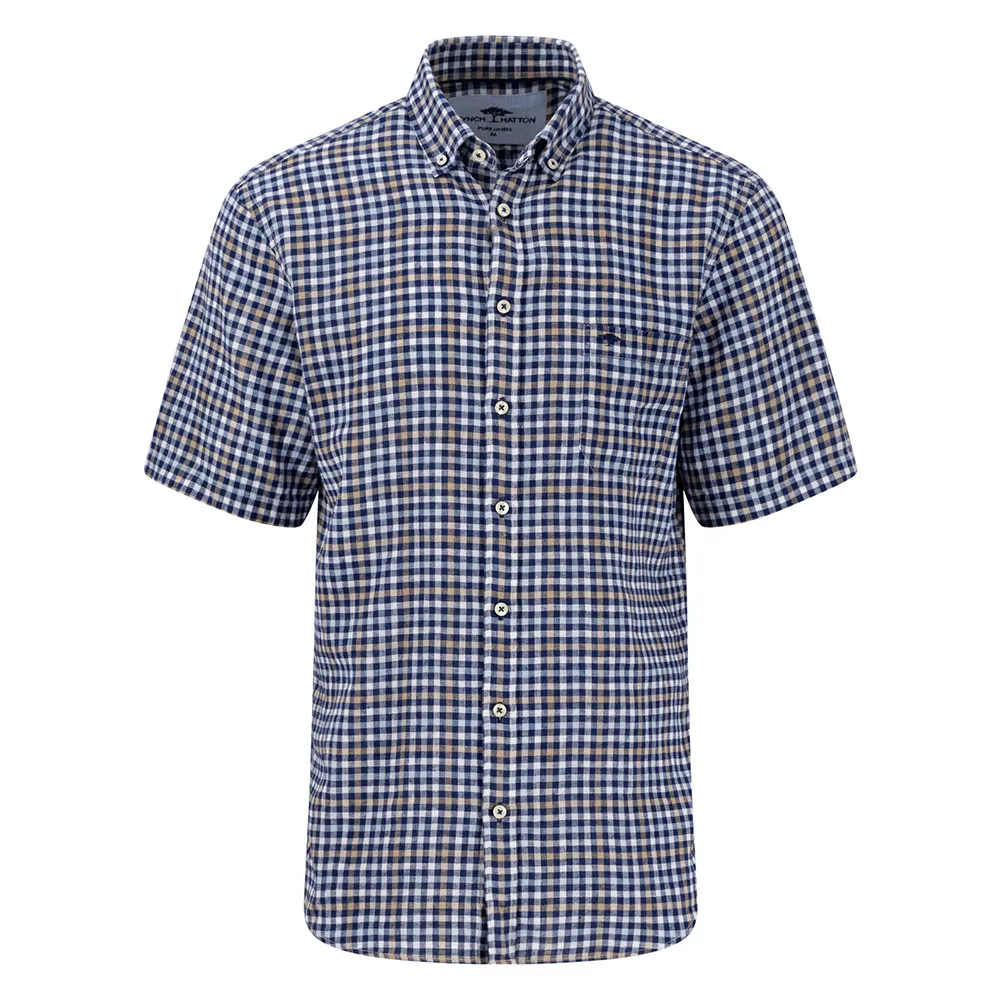

Рубашка с коротким рукавом Fynch Hatton Linen Classic Checks, синий