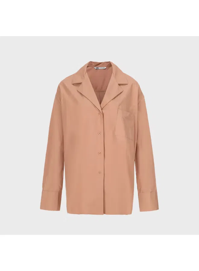 Лонгслив свободный минималистичный с длинным рукавом Zara, молочный — фото 2