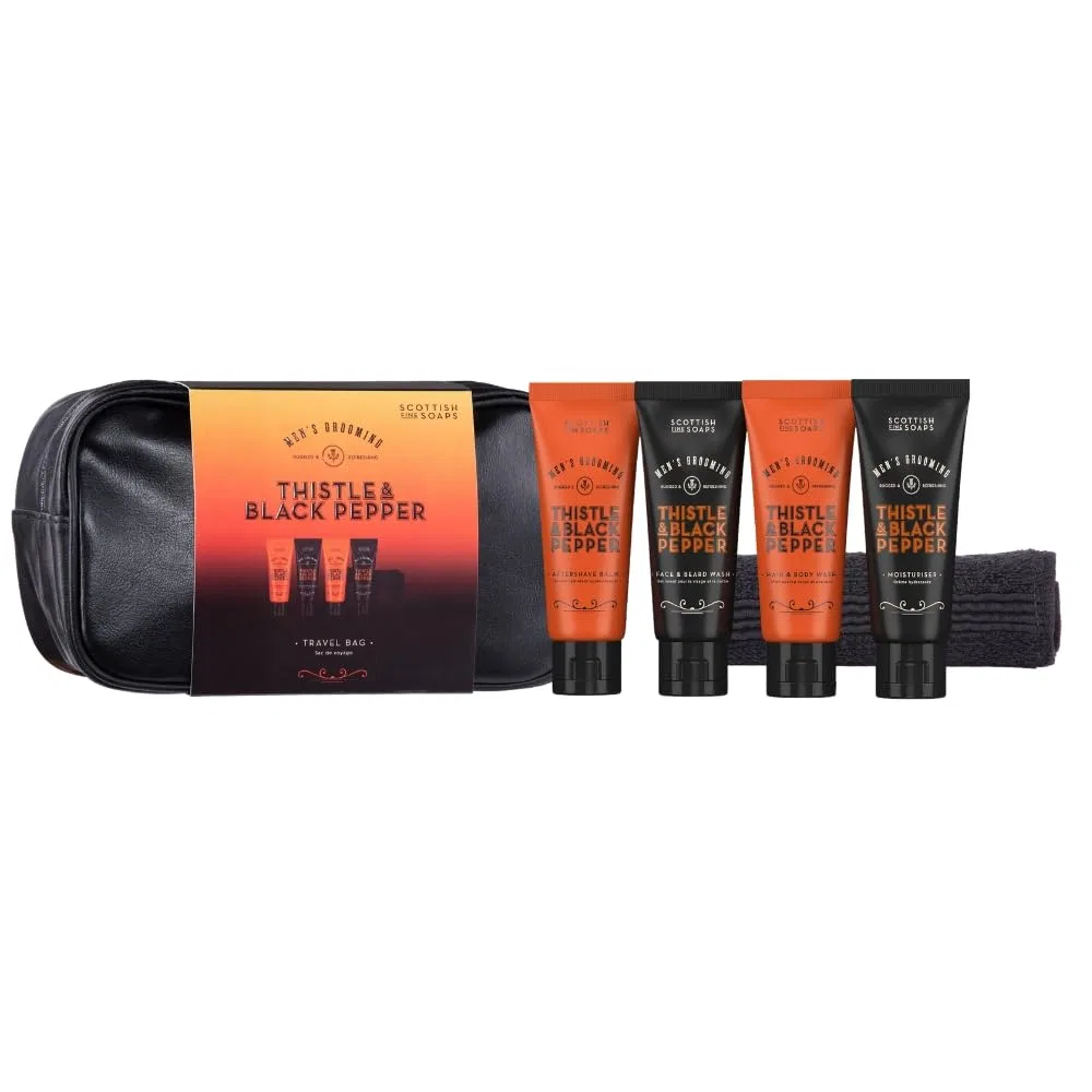 Набор для ухода Thistle & Black Pepper Travel Bag, Scottish Fine Soaps, 4 предмета, 300 г
