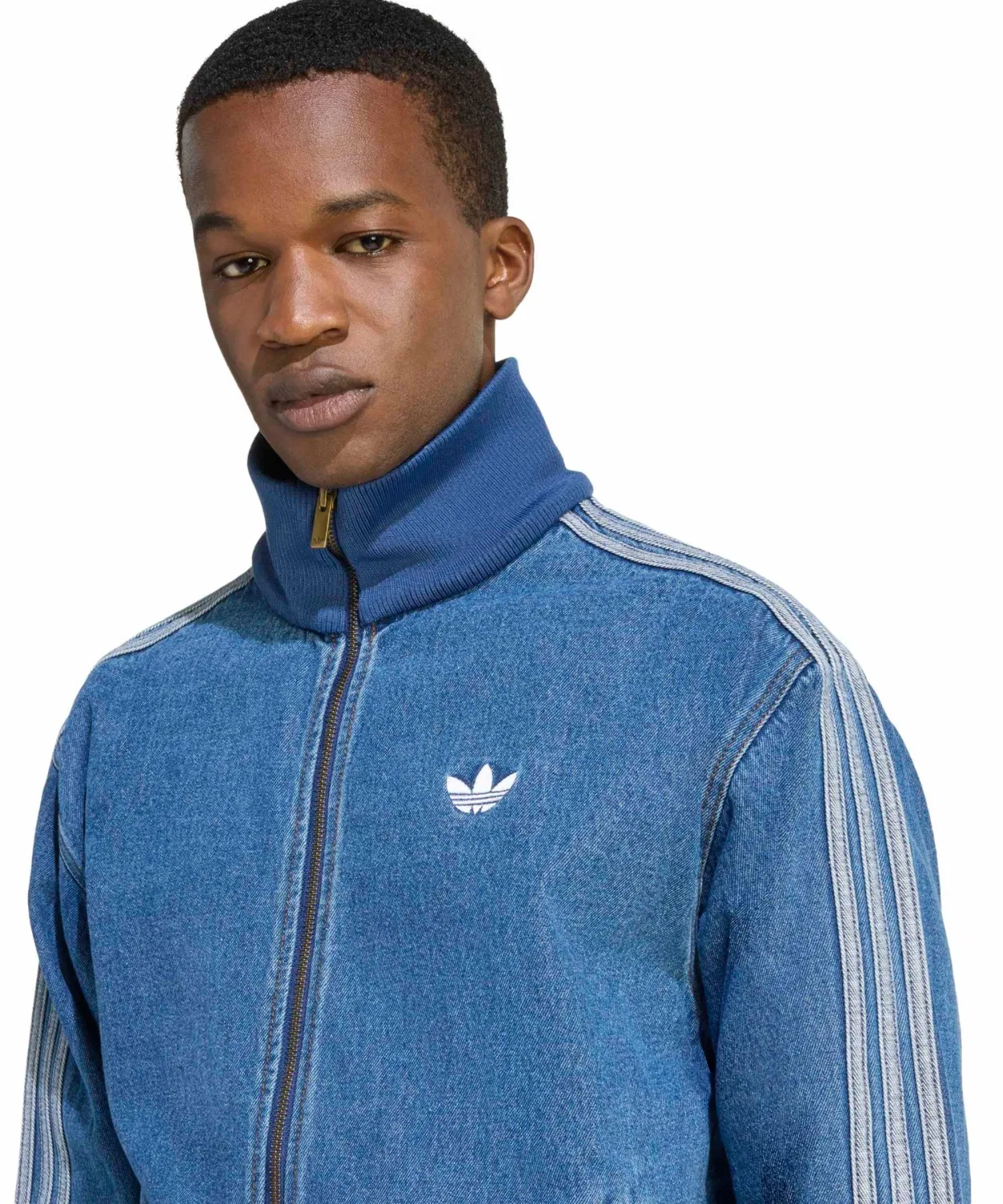 Трак топ adidas ADICOLOR DENIM FIREBIRD, деним, индиго — фото 3
