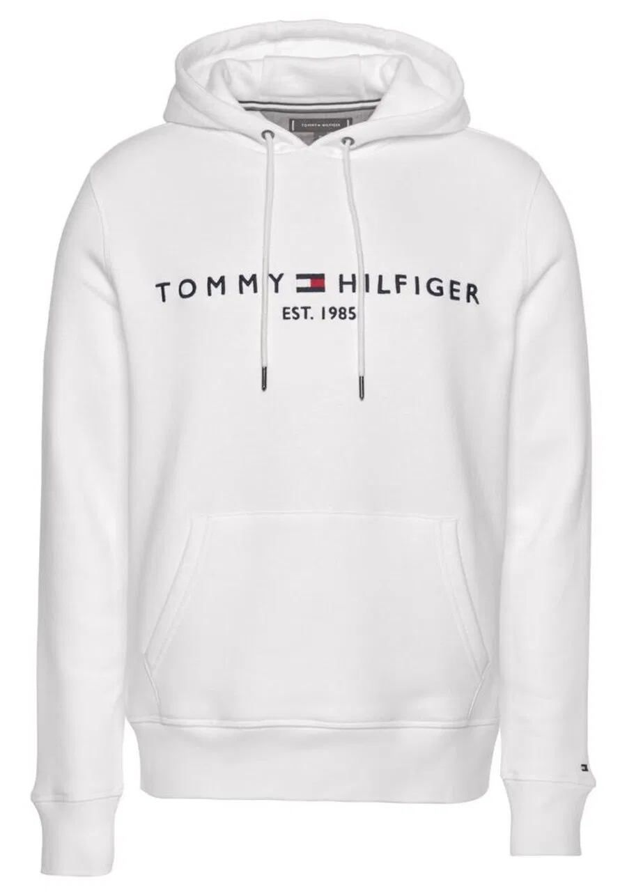 Толстовка TOMMY HILFIGER стандартного кроя с вышитым логотипом и гибким шнурком, белая