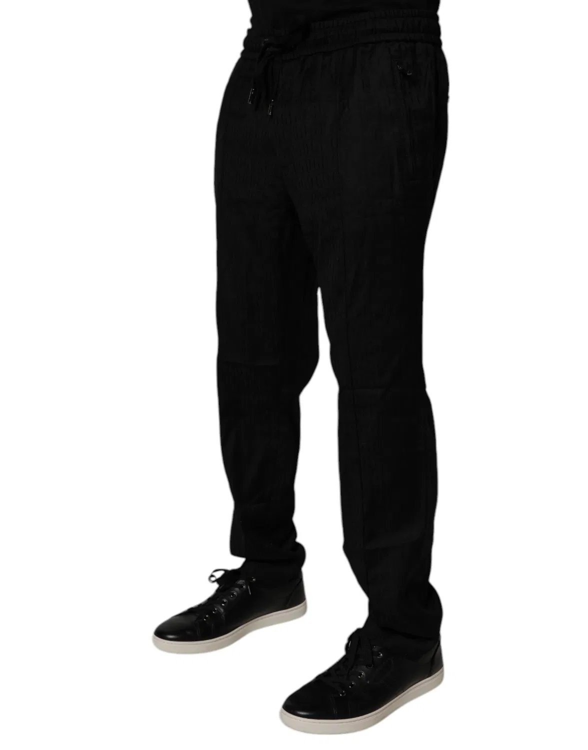 Мужские шерстяные брюки-джоггеры с логотипом Dolce & Gabbana, Black — фото 3