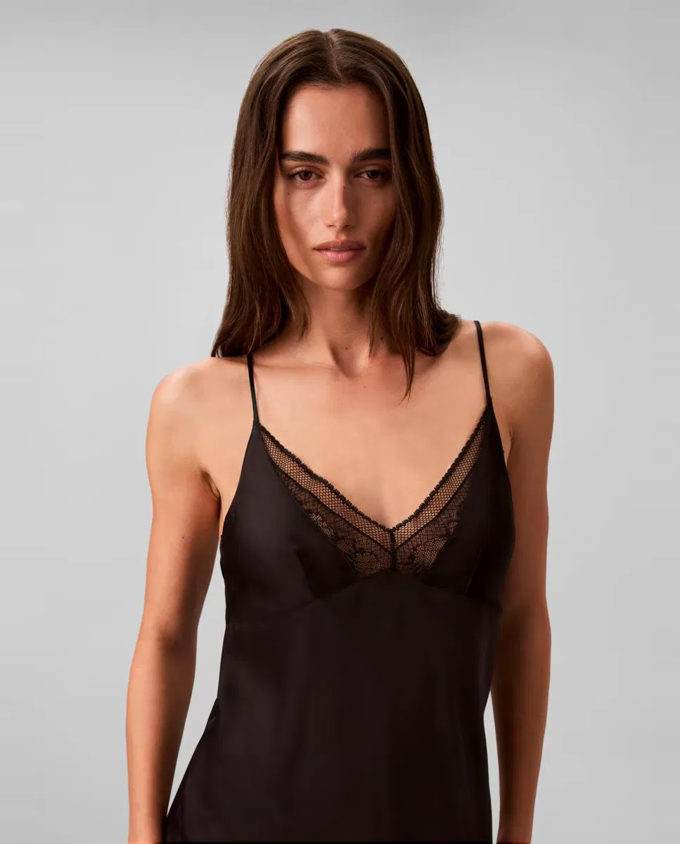 Ночные рубашки атласный, Camisón, Calvin Klein, черный — фото 4