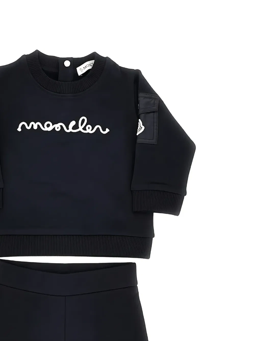 Спортивный костюм с вышивкой логотипа Moncler Enfant, черный — фото 2