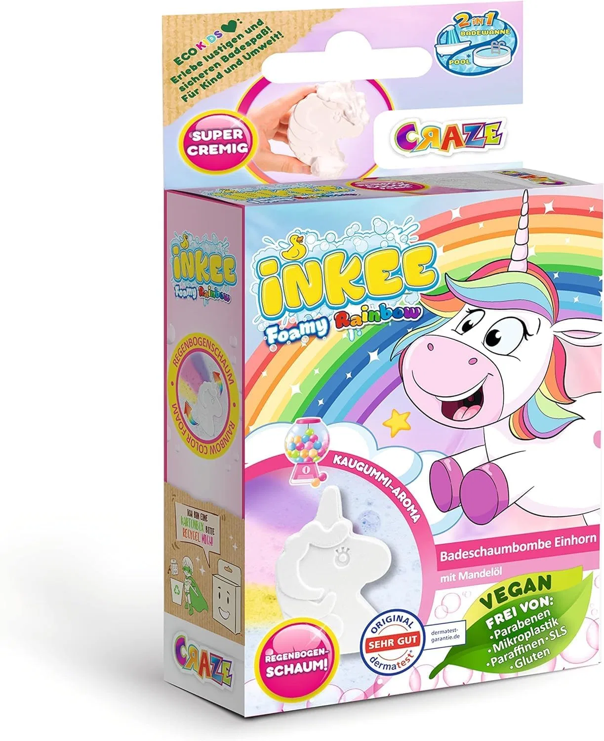 Пенная бомба для ванны INKEE Foamy Unicorn, 60 г, Розовый