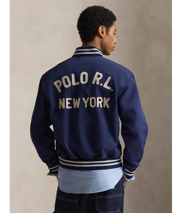 Мужская куртка-бомбер хлопковая Polo Ralph Lauren, Blu Marino — фото 3