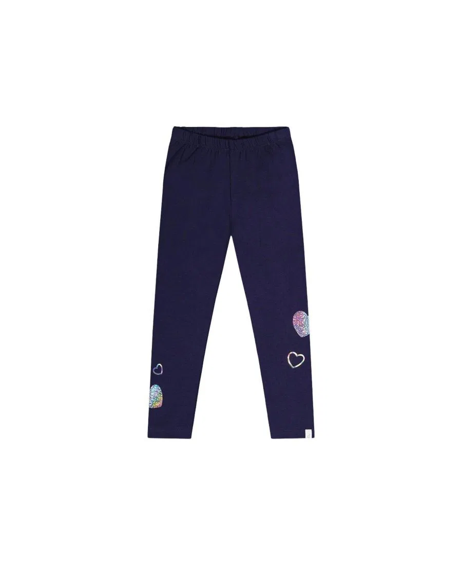 Леггинсы хлопковые с блестящими сердечками Ivy Kids Deux par Deux, Dark Blue