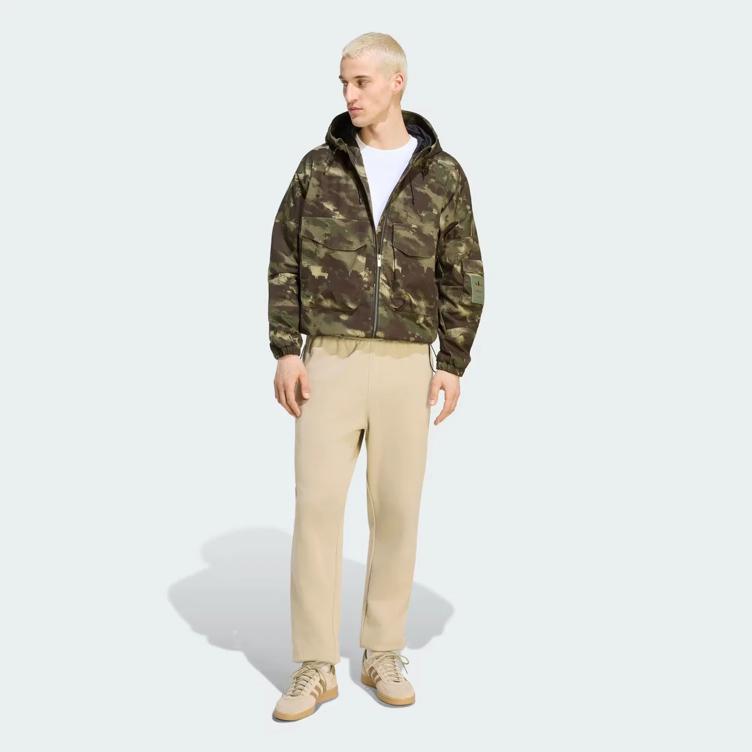 Мужская куртка свободного кроя из рипстопа Camo Jacket Adidas Originals, Olive Strata — фото 3