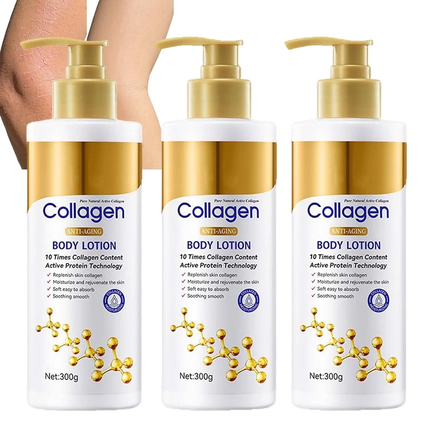 Лосьон для тела коллагеновый Anti-Wrinkle MLVONA, 3 шт, 300 мл
