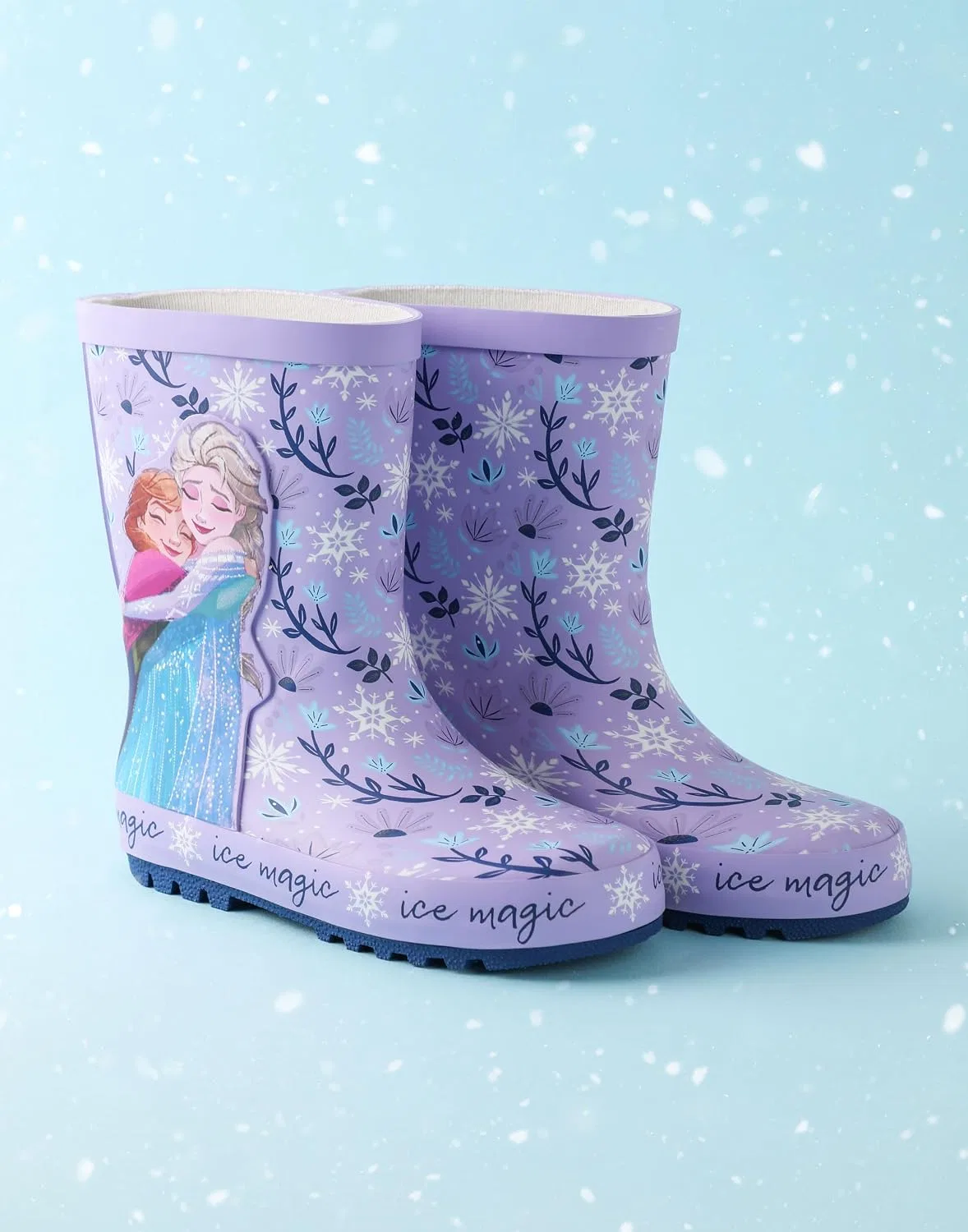 Детские сапоги для девочек с принтом Anna & Elsa Disney, Purple — фото 2