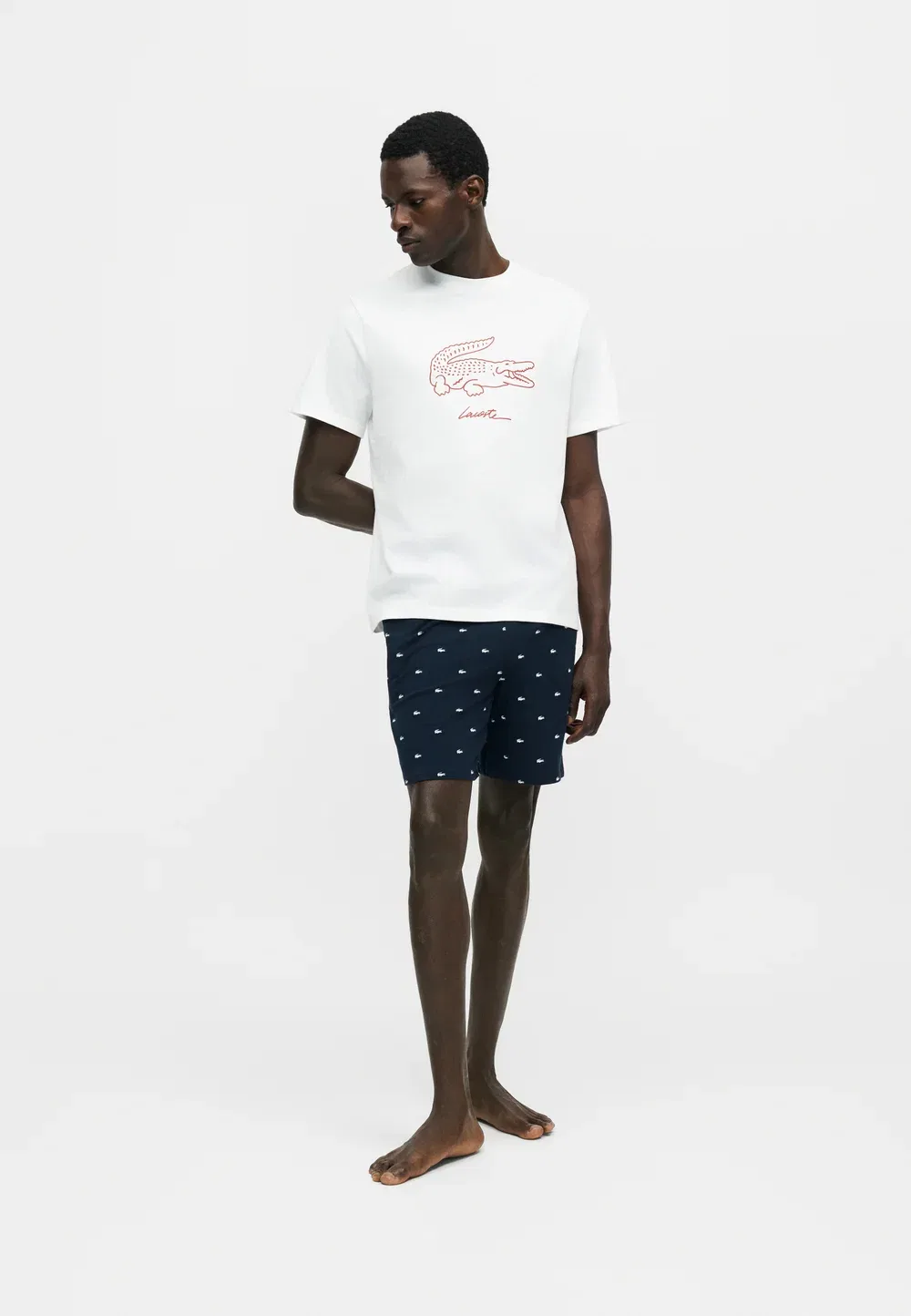 Домашняя одежда в виде футболки - пижамная футболка Lacoste, White/Bordeaux — фото 2