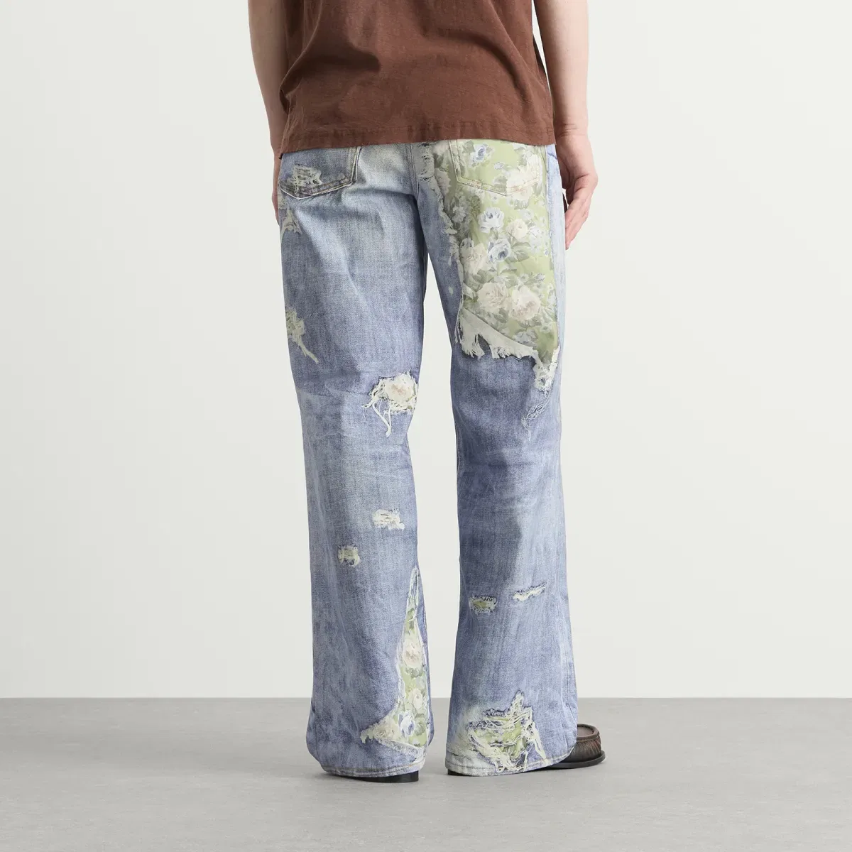 Джинсы свободного кроя с принтом 1981 Rose Print Acne Studios, Blue/Green — фото 3