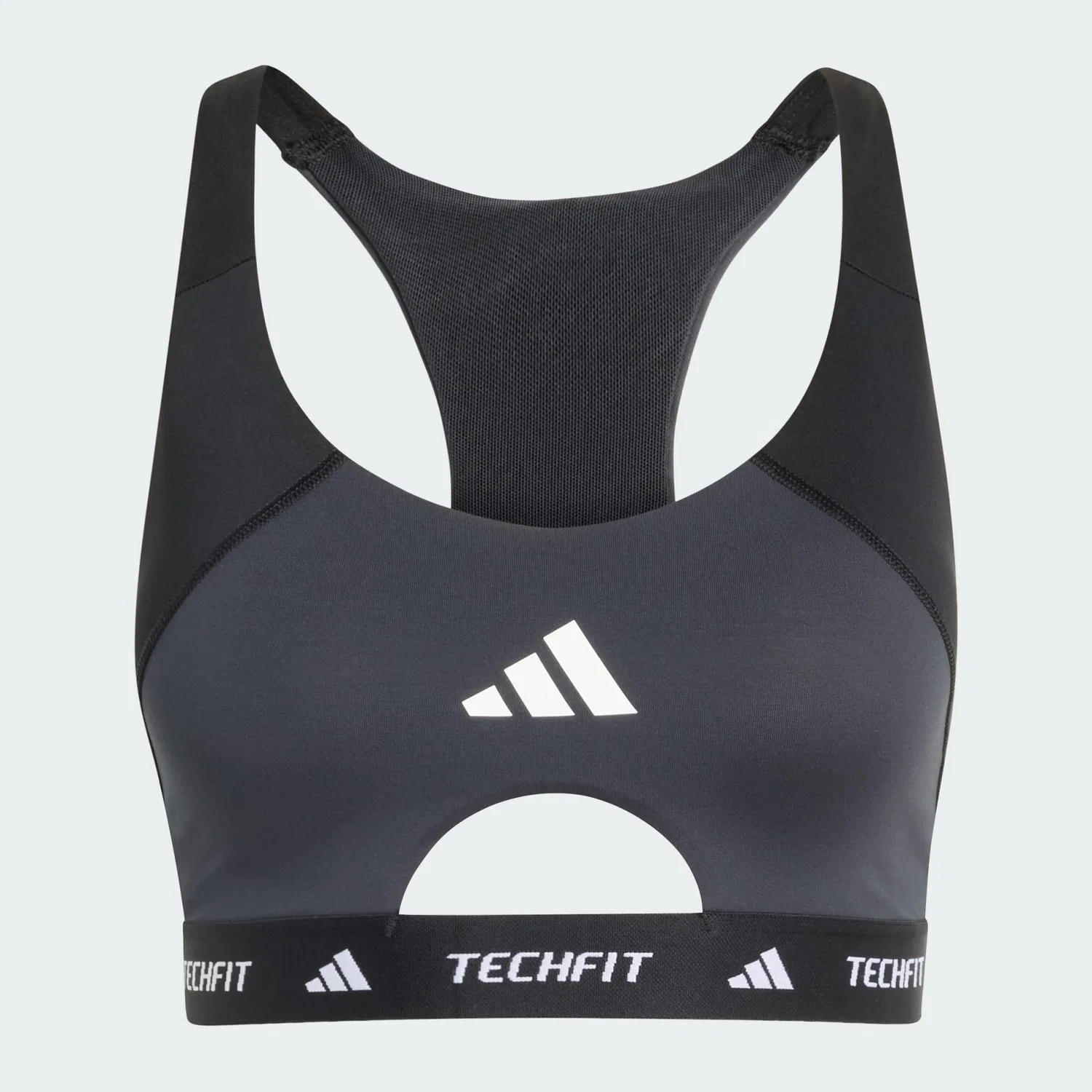 Женский спортивный бюстгальтер Techfit Workout Color Block, Adidas, Черный / Карбоново-Серый — фото 2