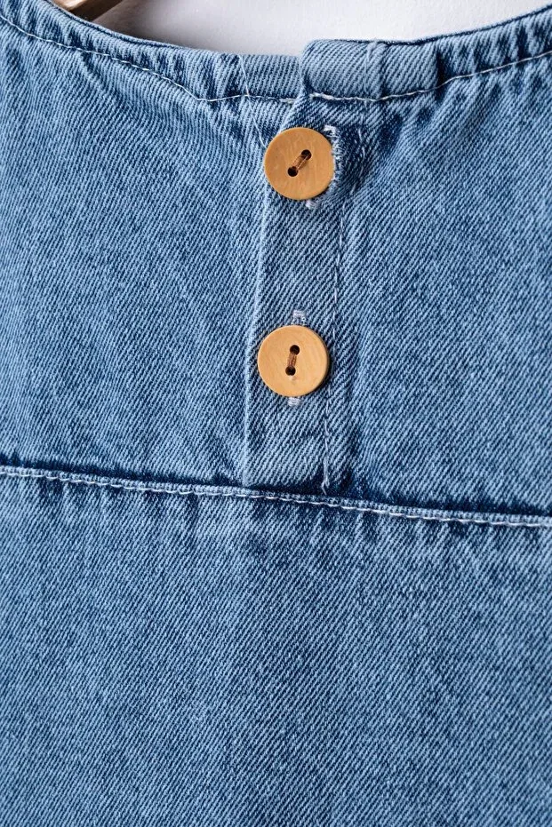 Детское платье джинсовое без рукавов с бантом Tiny Golden, Blue Jeans — фото 3