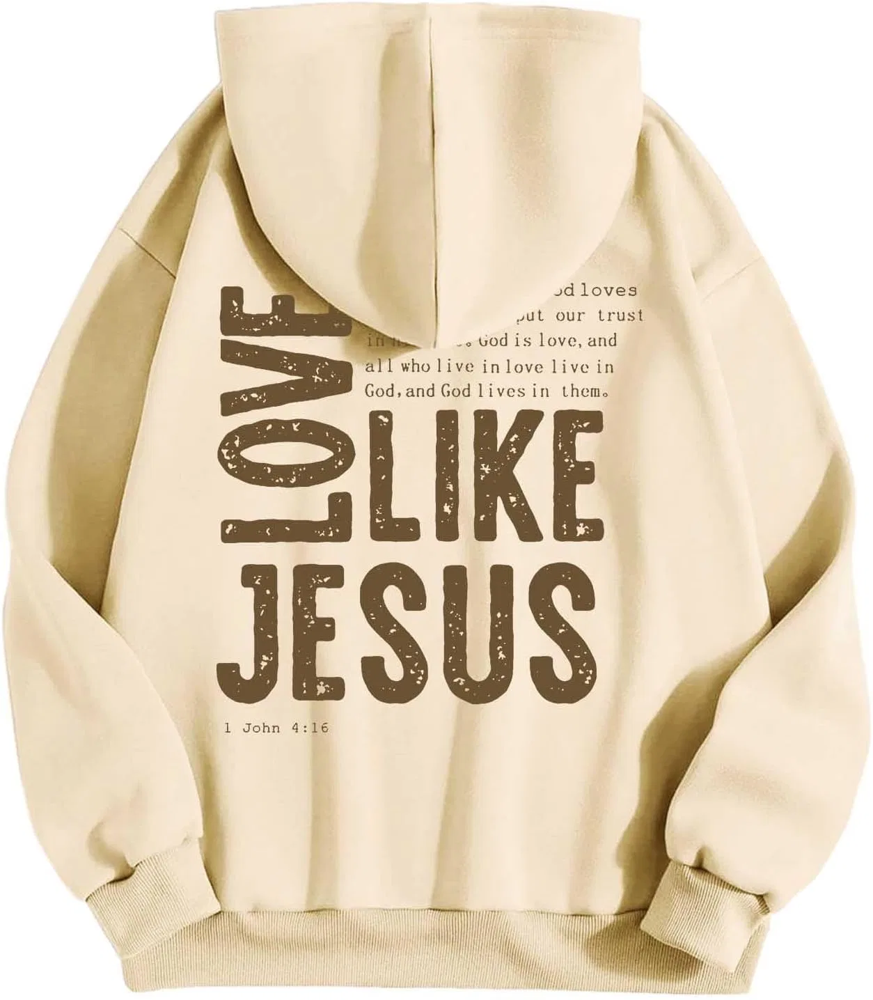 Женский спортивный комплект из худи и брюк Love Like Jesus, бежевый — фото 3