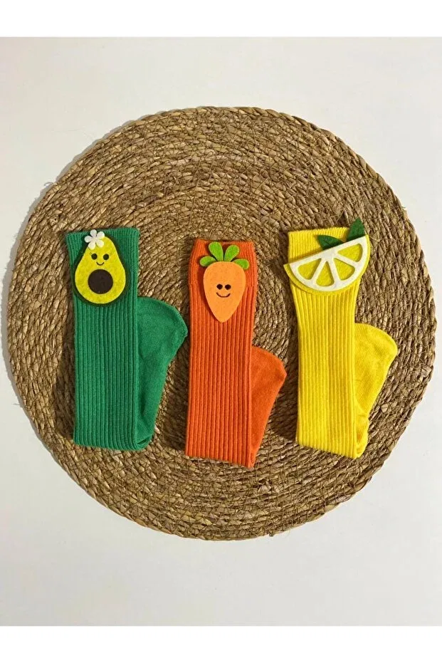 Детские гольфы для девочек с принтом 3 pairs Bilmel, Multicolored — фото 2