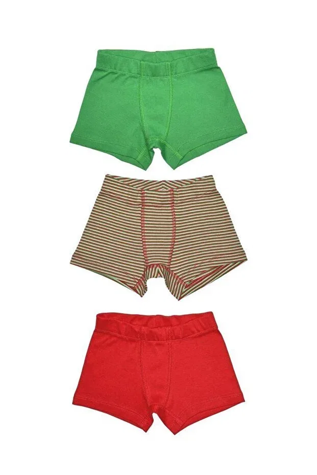 Детский комплект трусов для мальчиков с полосками Cookie Organickid, Red-Green-Red/Green Striped — фото 3