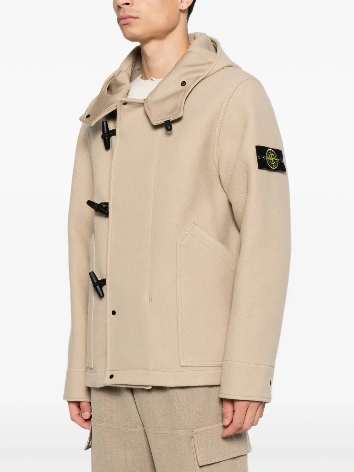 Куртка с капюшоном на пуговицах-тоглах Stone Island, нейтральные — фото 2