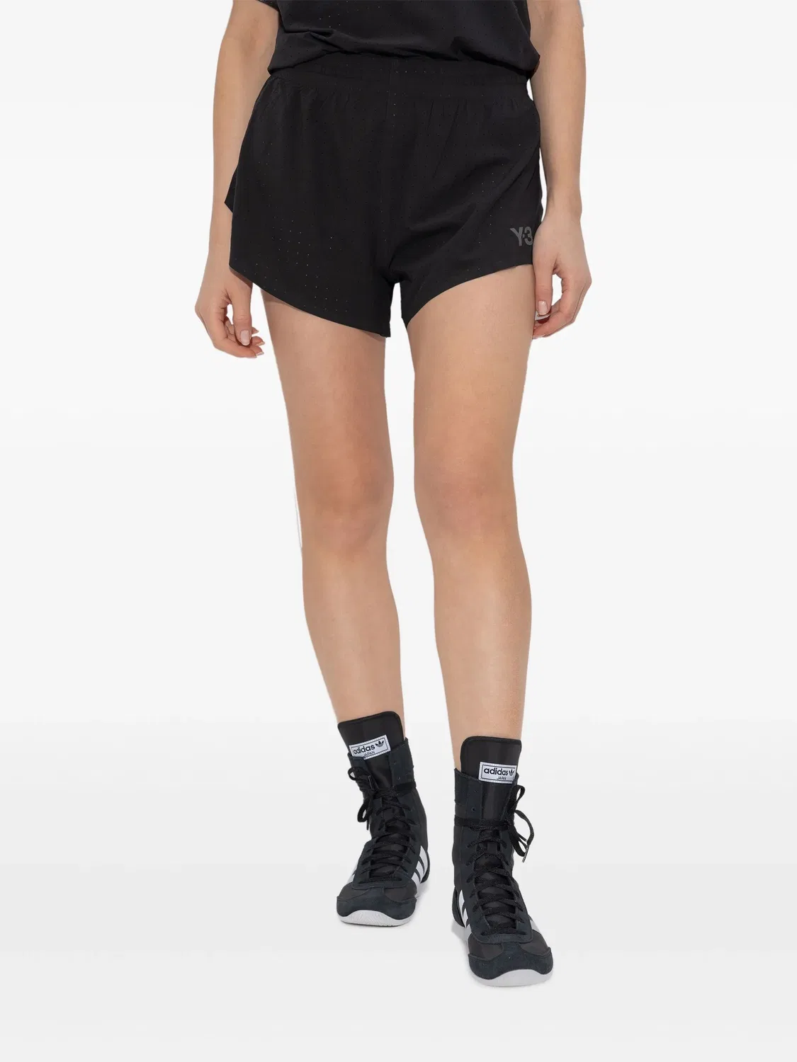 Шорты для бега с логотипом Adidas, черный — фото 2