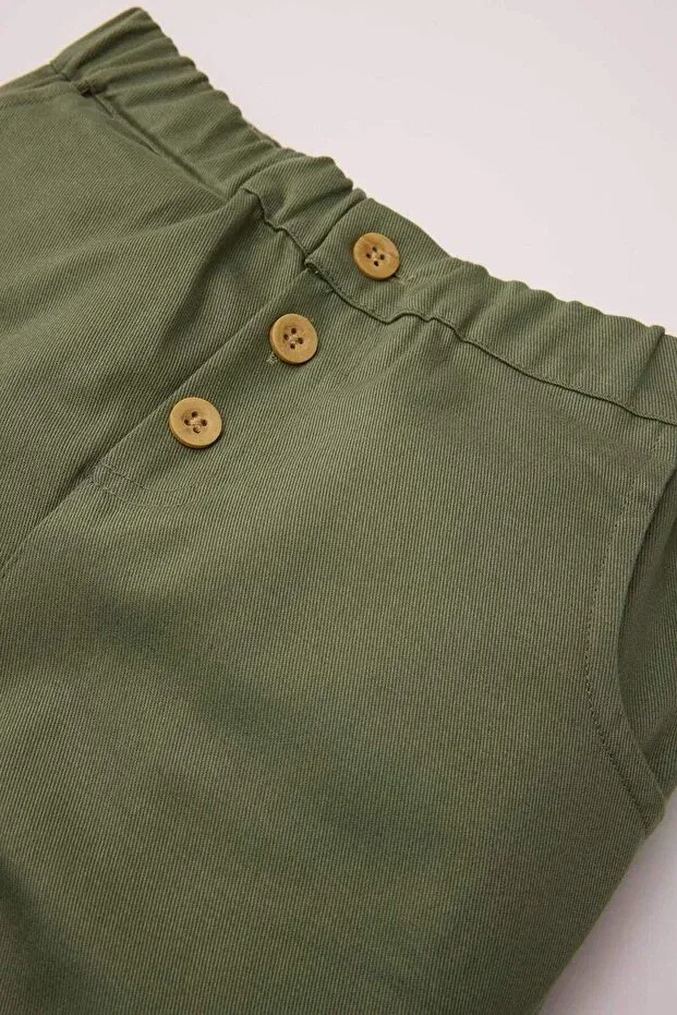 Детские брюки для мальчиков хлопковые Elastic Waist Folded Leg Gabardine Pants Baby Boy d5246a524wn Defacto, Khaki — фото 2