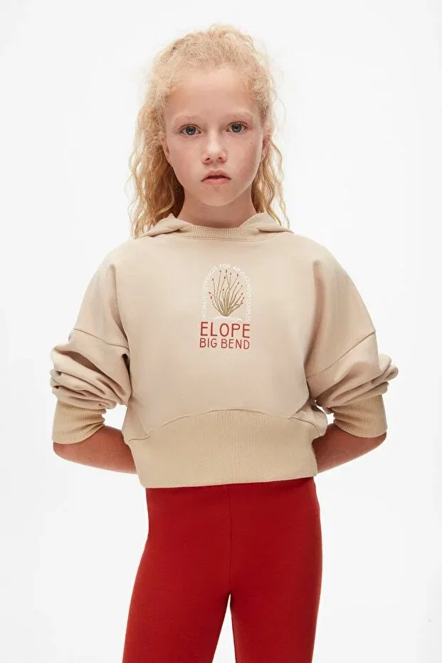 Детское худи для девочек с принтом Nk Kids, Beige