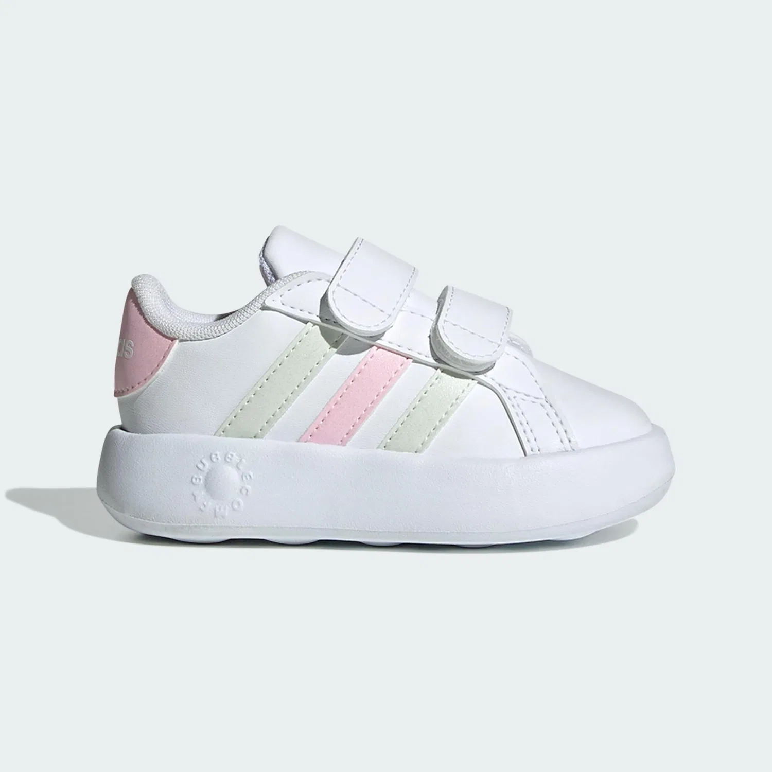 Детские кроссовки с липучками Grand Court 2.0 Adidas, Weiss Perlrosa Hellgrun — фото 2