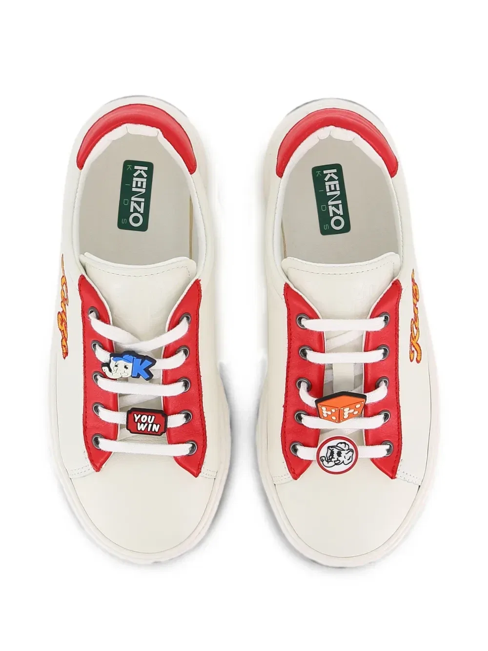 Кроссовки с вышитым логотипом Kenzo Kids, бежевый — фото 3