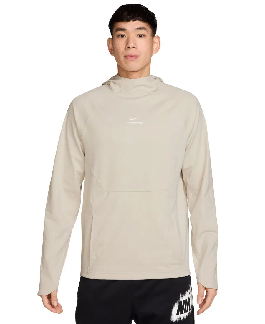 Мужская тренировочная толстовка Nike Pro Dri-FIT, Light Orewood Brown/White