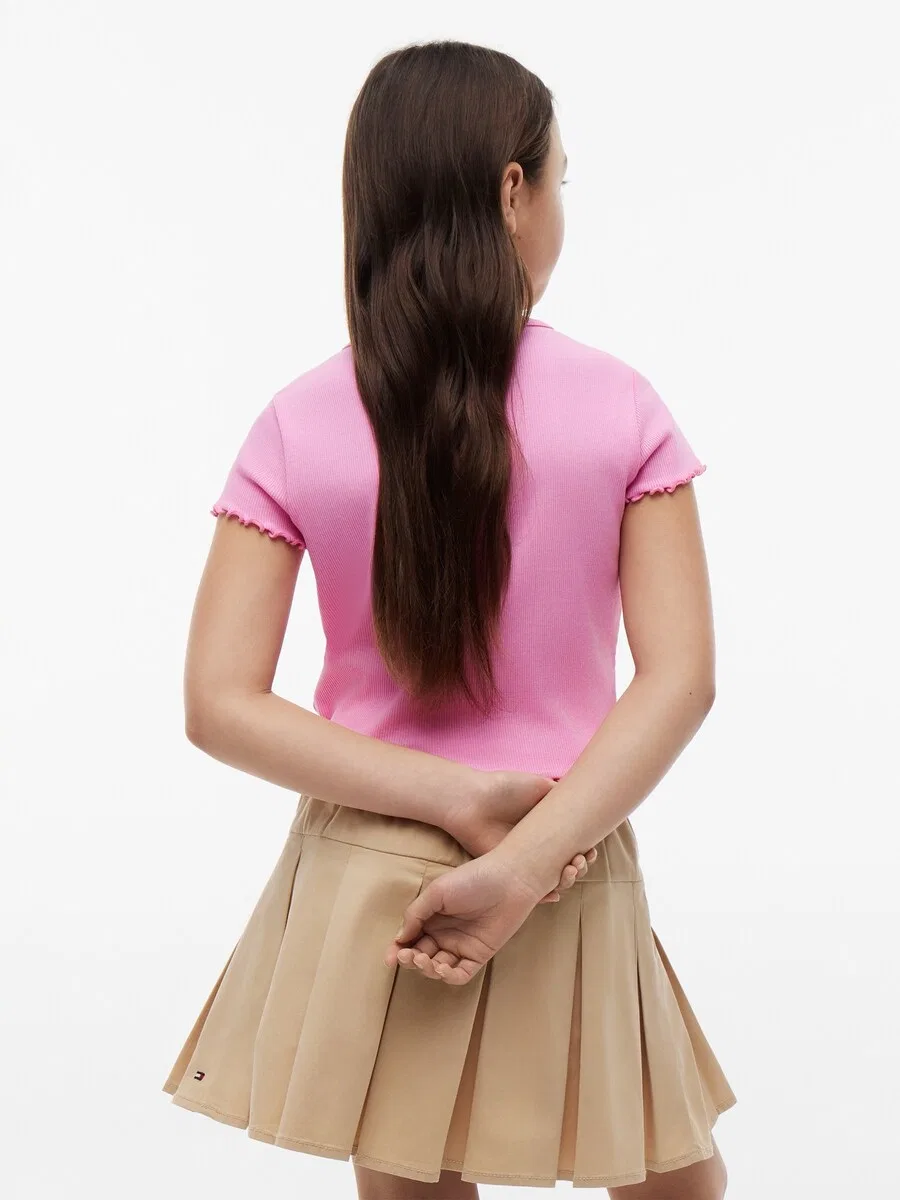 Футболка TOMMY HILFIGER 'Essential Extra Slim Short Sleeve' в розовом цвете — фото 3