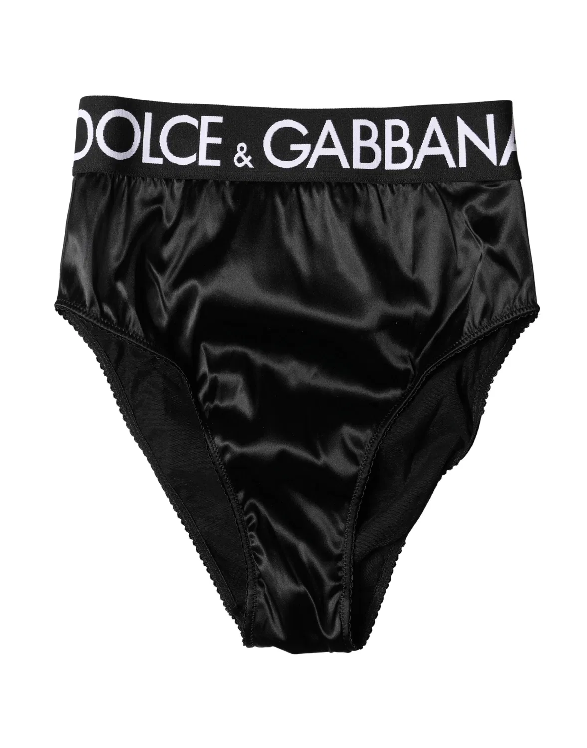 Женские трусы с атласной отделкой High-Waist Briefs Dolce & Gabbana, Black