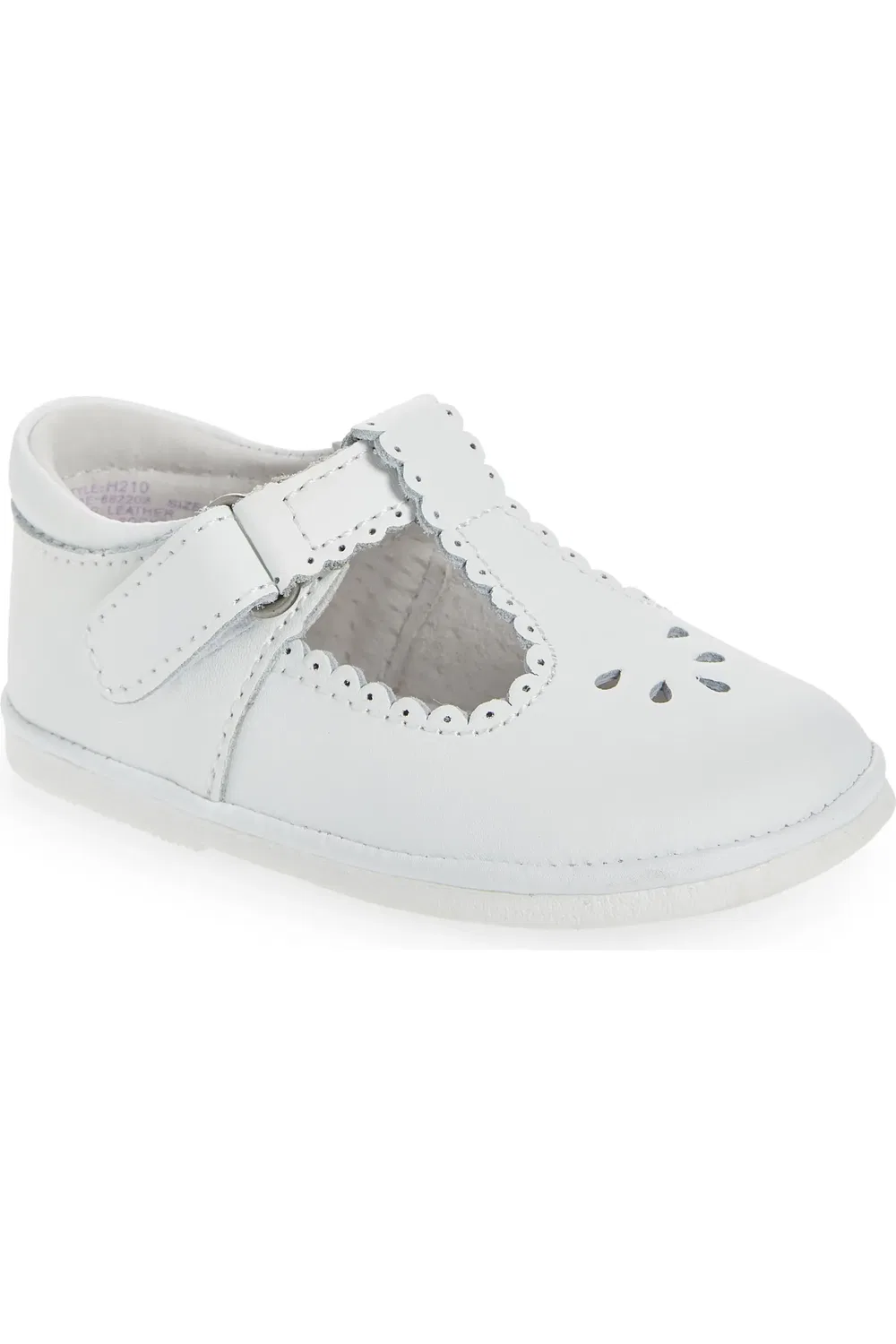 Детские туфли T-strap с кожаной подкладкой Dottie Scalloped L'AMOUR, белый