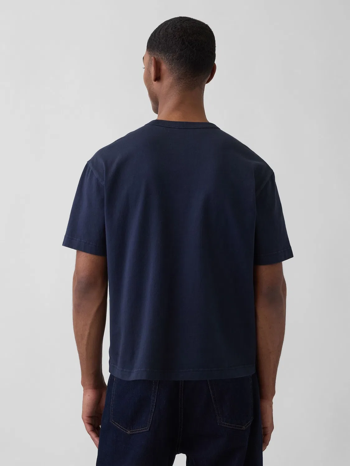 Футболка свободная Gap Navy Heavyweight Boxy, темно-синий — фото 2