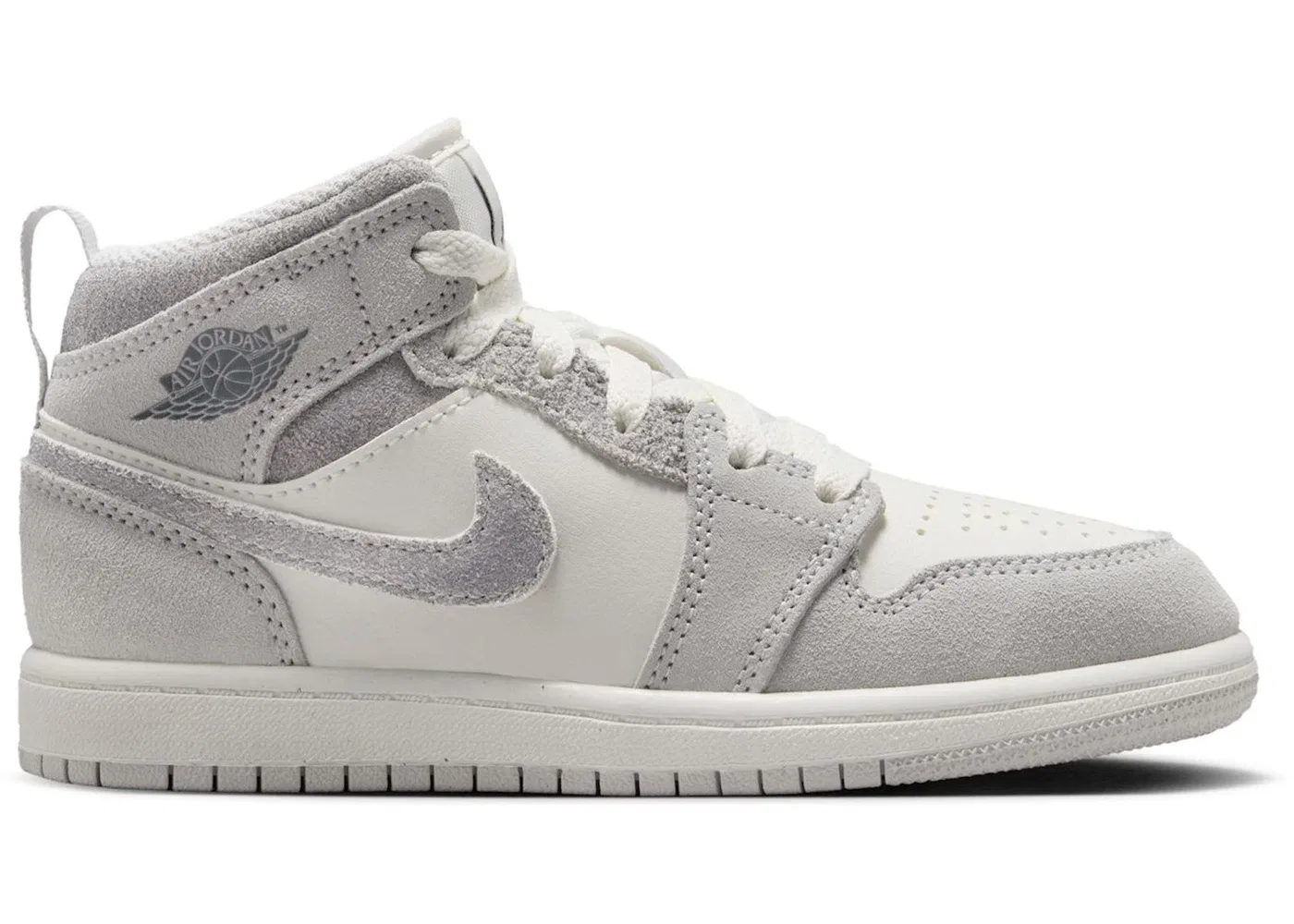 Детские кроссовки с высоким берцем Jordan 1 Mid SE Jordan, Neutral Grey/Sail/Smoke Grey