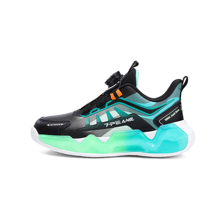 Детские кроссовки для бега с синтетической кожей Black/Teal/Green, 7-PE