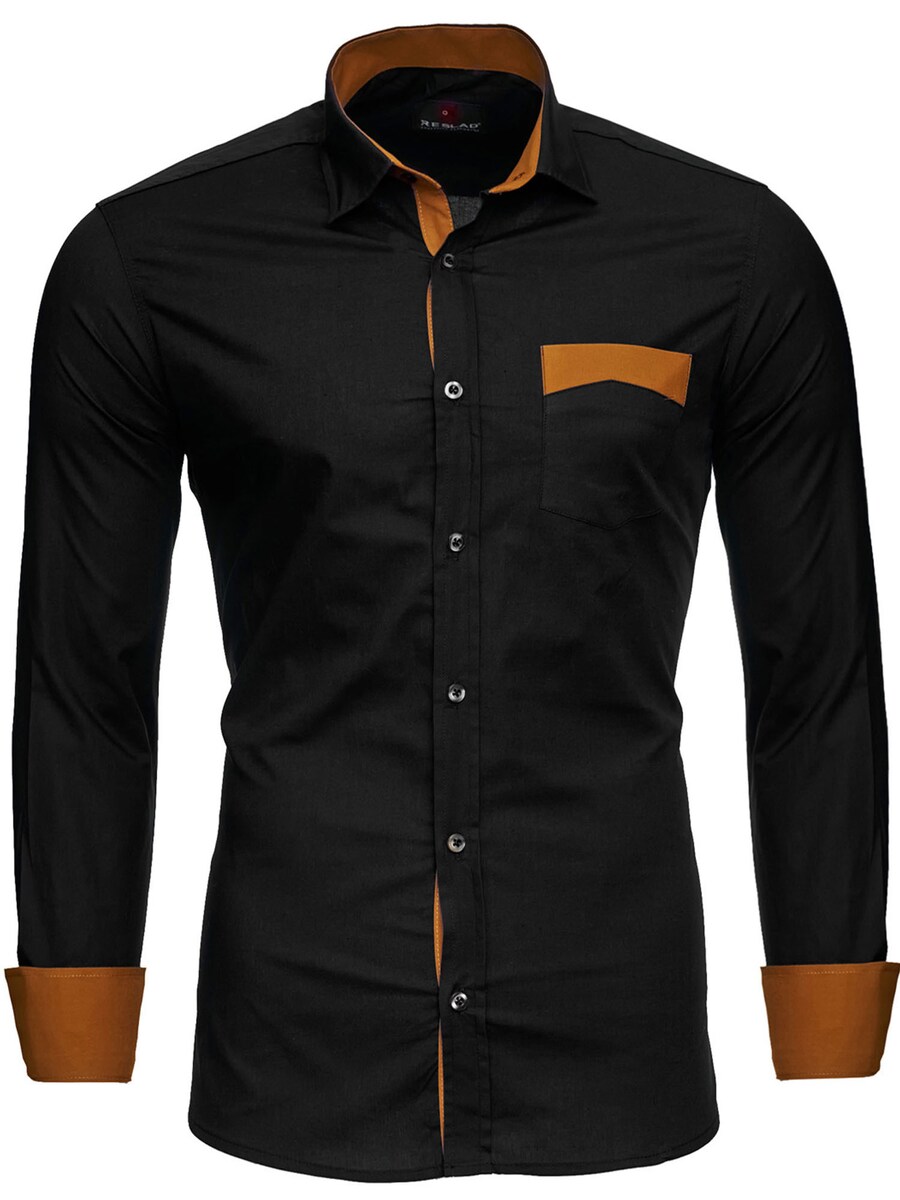 

Рубашка Slim Fit на пуговицах Reslad RS7205, черный