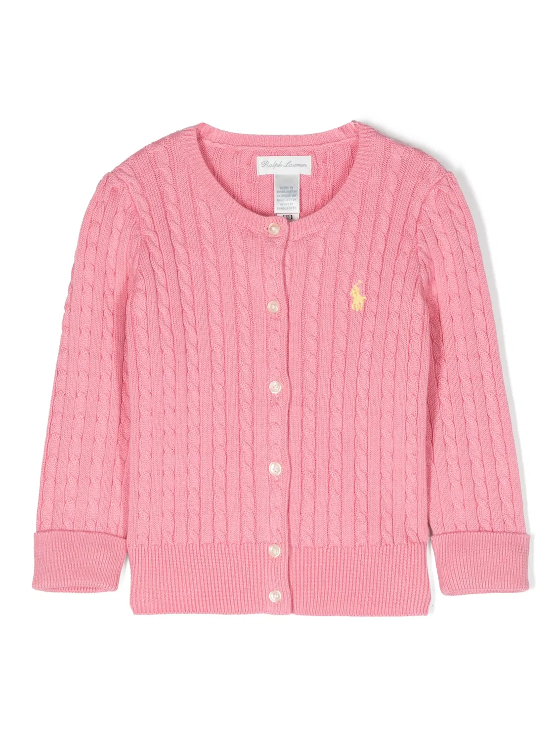 Кардиган из хлопка с косой вязкой Polo Ralph Lauren, розовый
