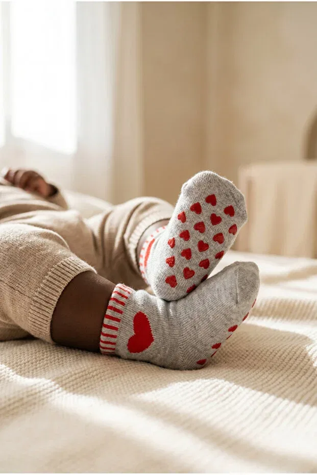 Детские носки для девочек с принтом Heart Patterned Katia&Bony, Grey
