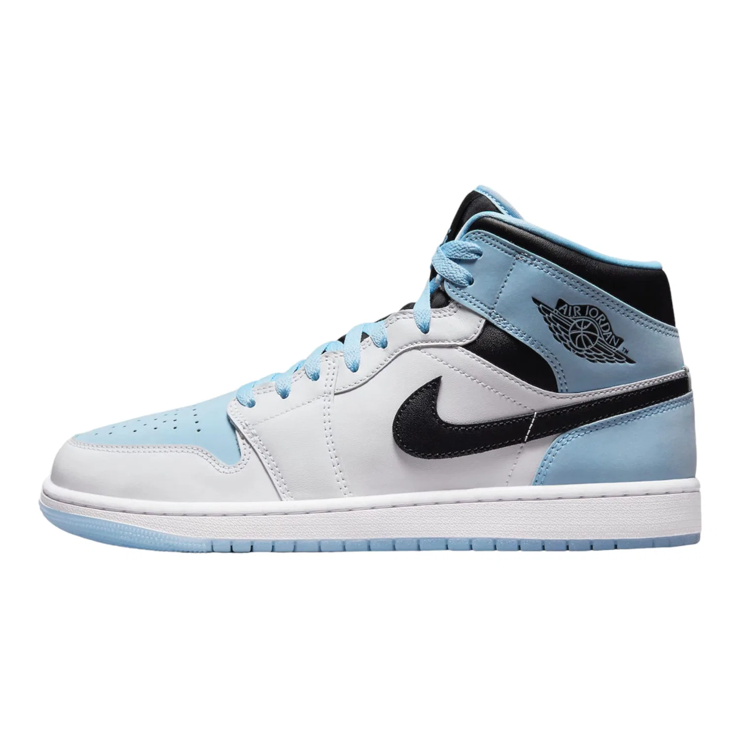 Детское для мальчиков кроссовки с высоким берцем NIKE Air Jordan 1 Retro High OG Yellow Toe, White/Ice Blue-Black