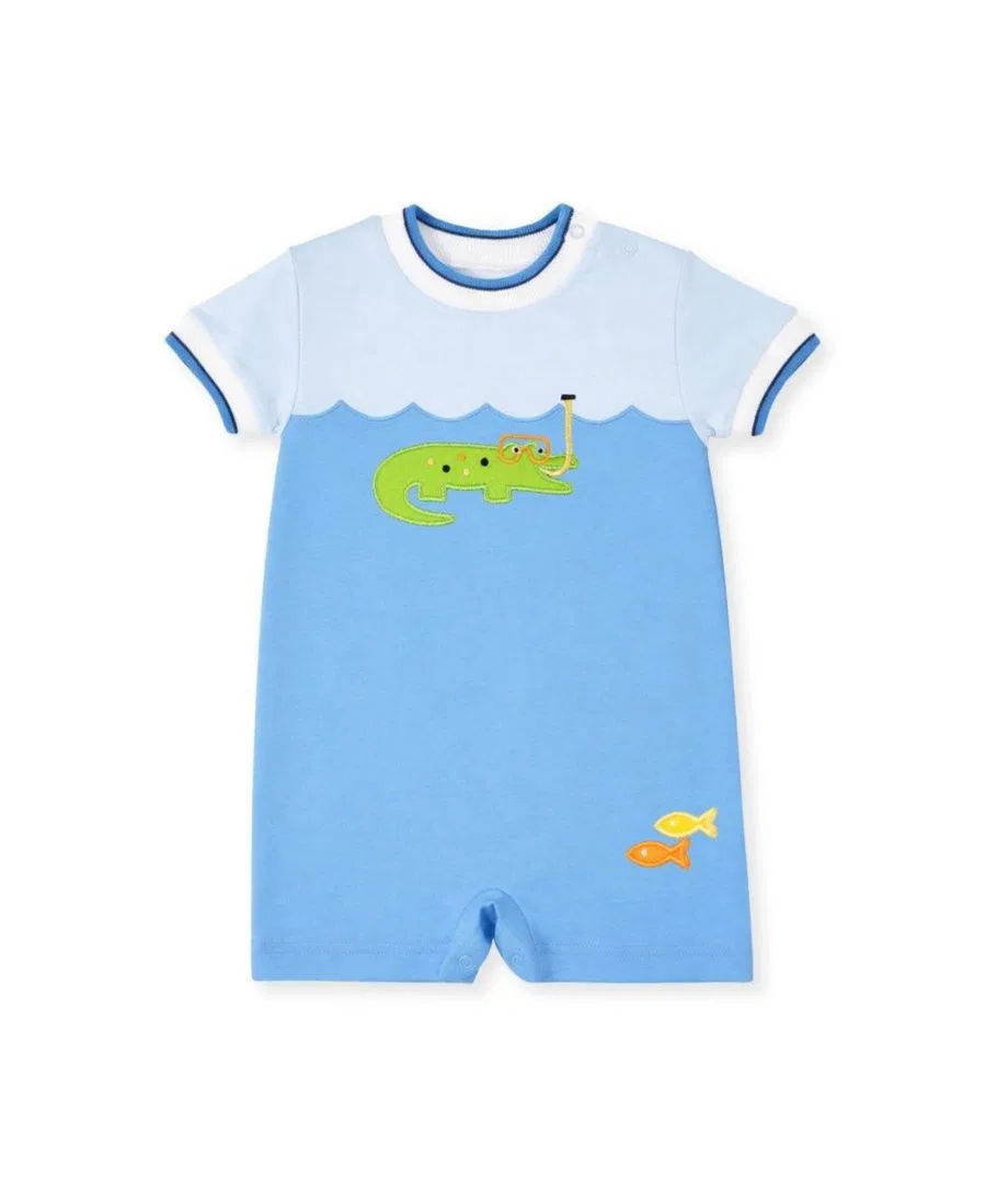 Детский вязаный комбинезон с аппликацией Scuba Alligator Florence Eiseman, Blue