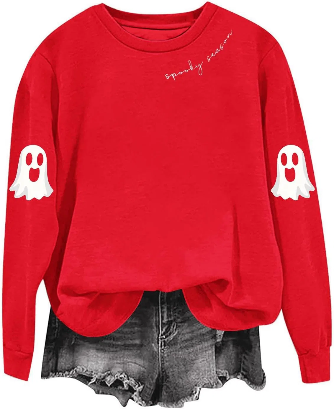 Женский свитшот с принтом Funny Ghost, Aa Red — фото 4