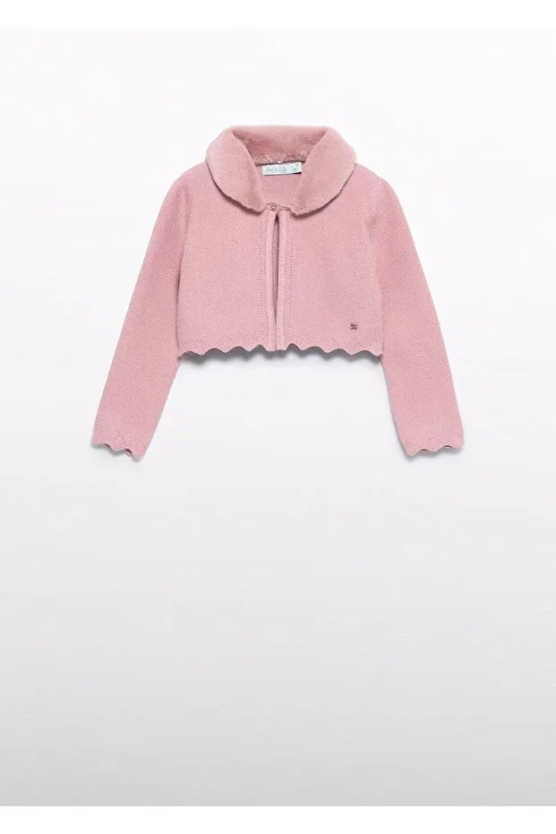 Детский кардиган для девочек с меховым воротником Abel & Lula, Pink — фото 2
