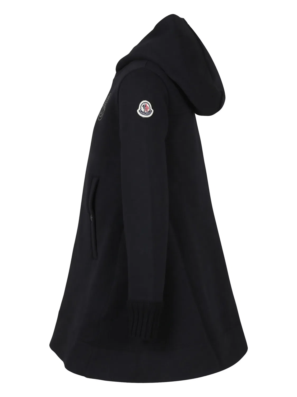 Платье из хлопка с аппликацией Moncler, черный — фото 3