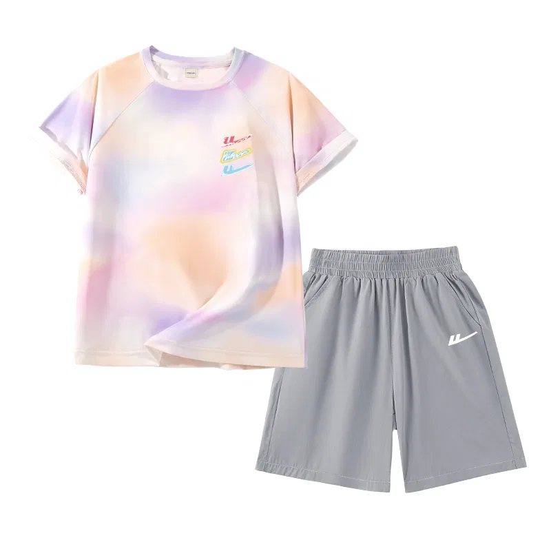 Детский спортивный комплект с принтом, H Series K WARRIOR, Purple Orange/H Series K-Gray/H White Logo K